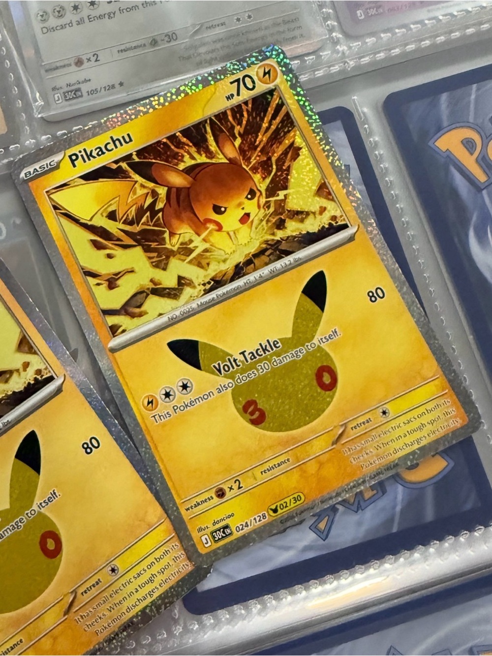 Pikachu 30th anniversary Holographic Trading Card - 02/30